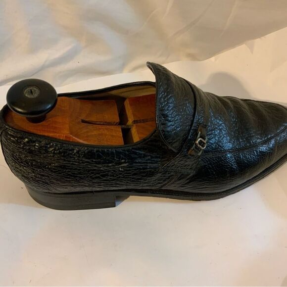 Rare Vintage D’Marco Mens Black Embossed Slip On Loafers Shoes US Sz 9.5M main image 12